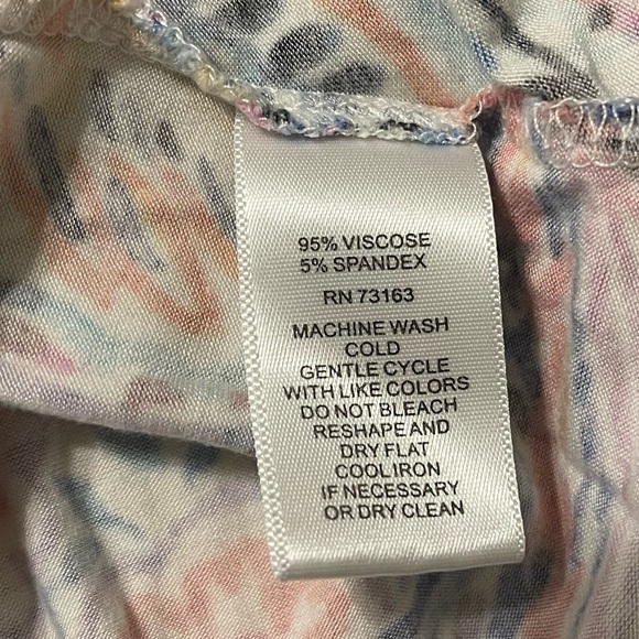 Cupio Dress L Colorful White Leaf Print Viscose High Neck Summer Knee Length - Picture 9 of 9